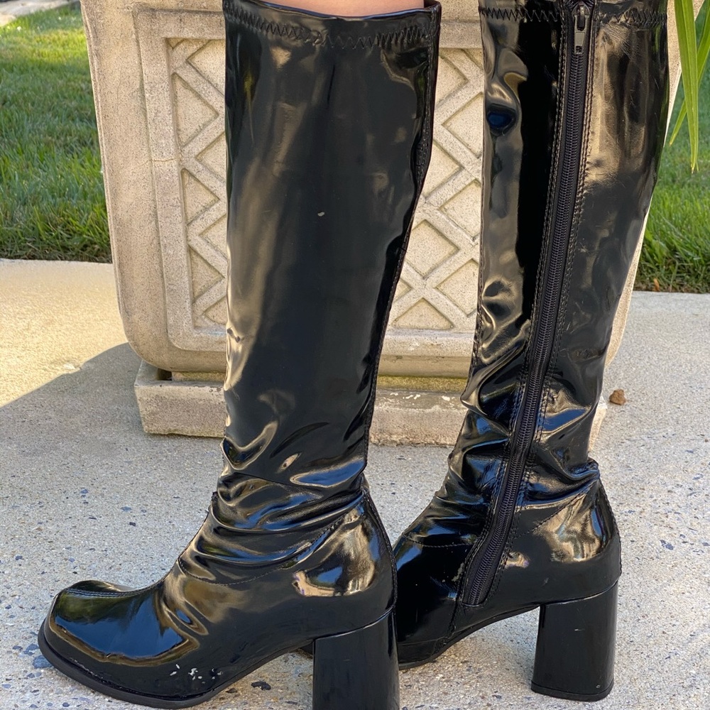 Party City Black Pleather Knee High boots